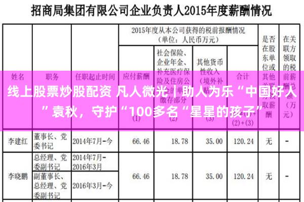 线上股票炒股配资 凡人微光｜助人为乐“中国好人”袁秋，守护“100多名“星星的孩子”