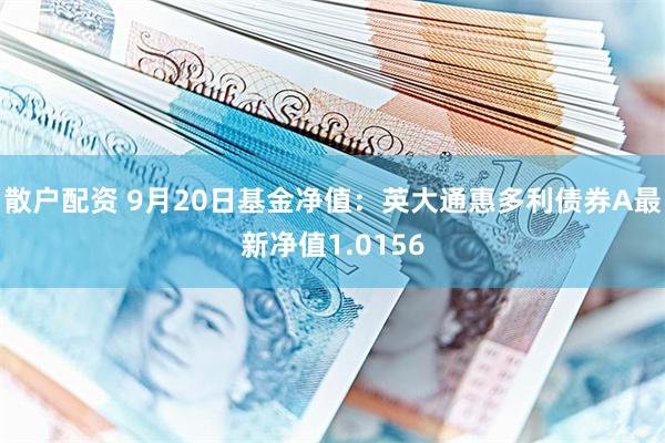 散户配资 9月20日基金净值：英大通惠多利债券A最新净值1.0156