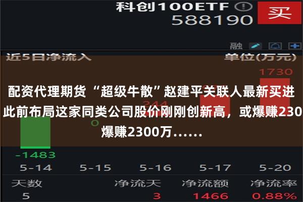 配资代理期货 “超级牛散”赵建平关联人最新买进这只股！此前布局这家同类公司股价刚刚创新高，或爆赚2300万……